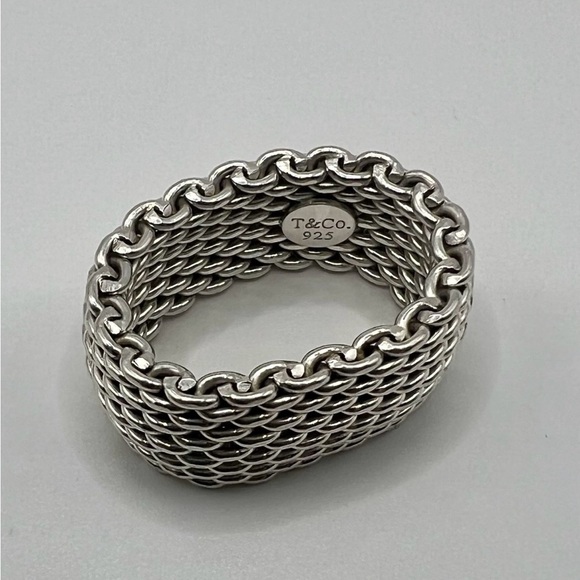 Tiffany & Co. Somerset .925 Sterling Silver Mesh Chain Ring - Picture 1 of 4